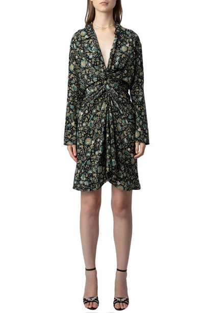 Zadig & Voltaire Rozo Floral Print Silk Dress In Multi