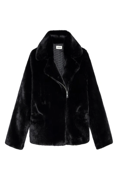 Zadig & Voltaire Freeze Faux Fur Coat In Noir
