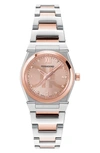 Ferragamo 28mm Vega Holiday Capsule Watch With Bracelet Strap, Two Tone Rose Gold In Pink/two-tone