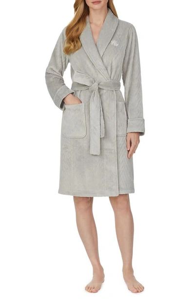 Lauren Ralph Lauren Short Shawl Collar Dressing Gown In Grey