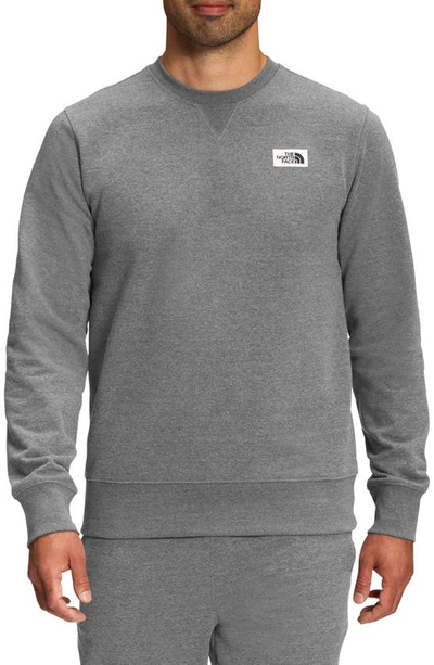 The North Face Heritage Logo Patch Crewneck Sweatshirt In Tnf Medium Grey Heather
