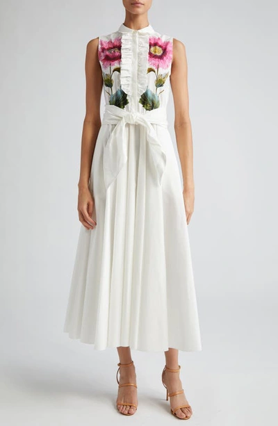 Giambattista Valli Floral Cotton Poplin Midi Dress In Multi