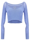 HERVE LEGER CROP TOP TOPS LIGHT BLUE