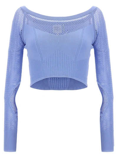 Herve Leger Women's Mixed Knit Cut-out Crop Top In Glacier