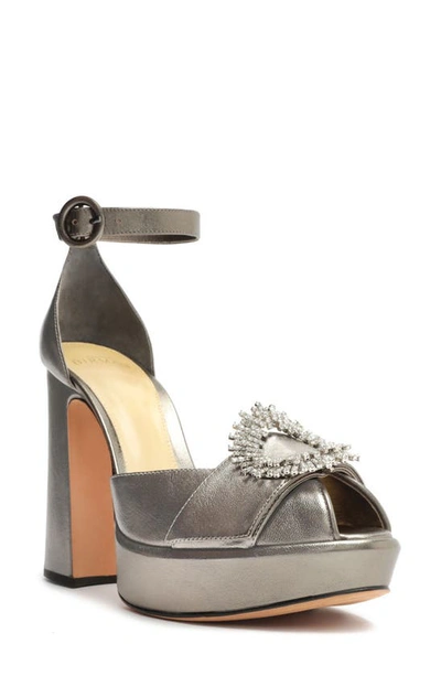 Alexandre Birman Madelina Curve 120mm Leather Sandals In Pewter