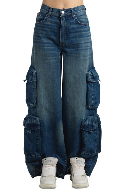 Amiri Women's Baggy Cargo Jeans In Medium Indigo
