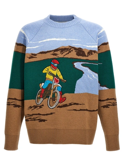 Lc23 Motocross Jacquard Crew Neck Sweater, Men's At Urban Outfitters In Multicolour