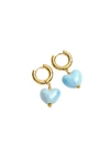 CLASSICHARMS BLUE CERAMIC HEART DANGLE EARRINGS