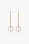 Classicharms Electra Gold Diamond Rivière Pearl Drop Earrings In Gold