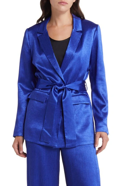 Kobi Halperin Cassidy Satin Waist-tie Jacket In Twilight