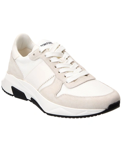 Tom Ford Suede-trim Sneaker In White