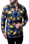 Maceoo Fibonacci Tie Dye Trip Button-up Shirt In Blue