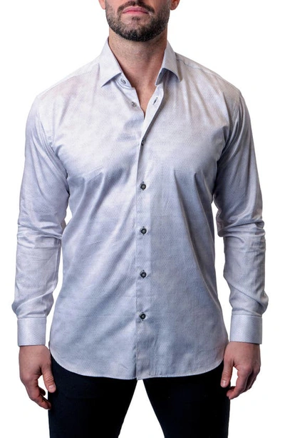 Maceoo Fibonacci Goyard White Contemporary Fit Button-up Shirt