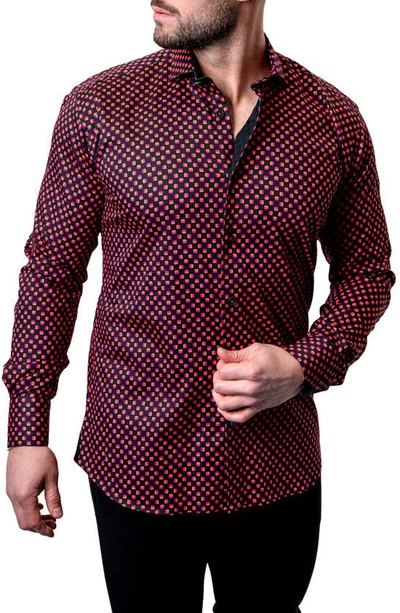 Maceoo Einstein Diagonal Check Black Contemporary Fit Button-up Shirt In Neutral