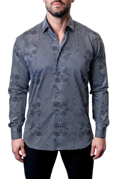 Maceoo Fibonacci Fission Skull Black Contemporary Fit Button-up Shirt