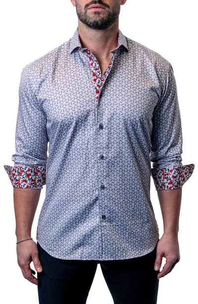 Maceoo Einstein 3d Square Contemporary Fit Button-up Shirt In Grey