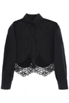 Burberry Cropped Shirt With Macrame Lace Insert In Black