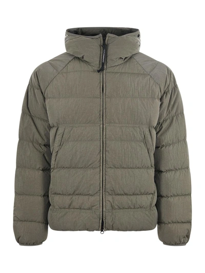 C.p. Company Down Jacket In Verde Oliva