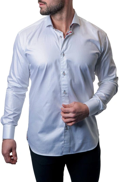 Maceoo Einstein Shimmer White Contemporary Fit Button-up Shirt