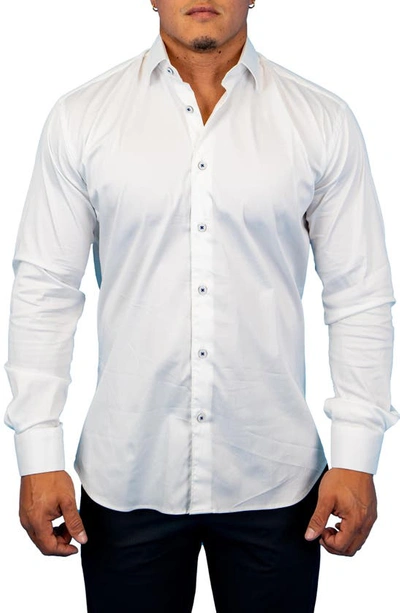 Maceoo Fibonacci Solid Soft White Button-up Shirt