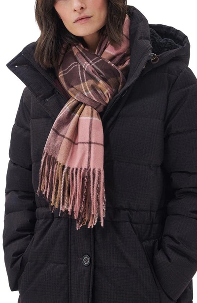 Barbour Hailes Plaid Scarf In Pink/brown