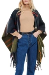 Barbour Isla Boucle Tartan Green Blue Cape In Classic