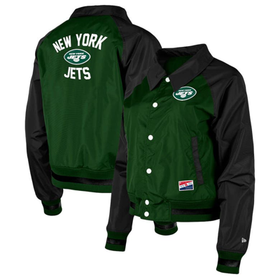 New Era Green New York Jets Coaches Raglan Full-snap Jacket