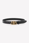 Balenciaga Bb Thin Leather Belt In Black