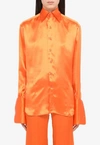 Woera Orange Silk Regular Shirt In Orange