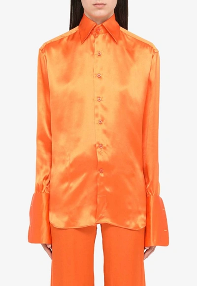 WOERA BUTTON UP LONG SLEEVE SILK SHIRT