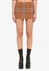 We11 Done Checked Wool Mini Skirt With Side Zip In Orange
