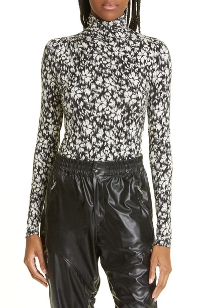 Isabel Marant Étoile Isabel Marant Printed Drapy Long Sleeve Top In Black White