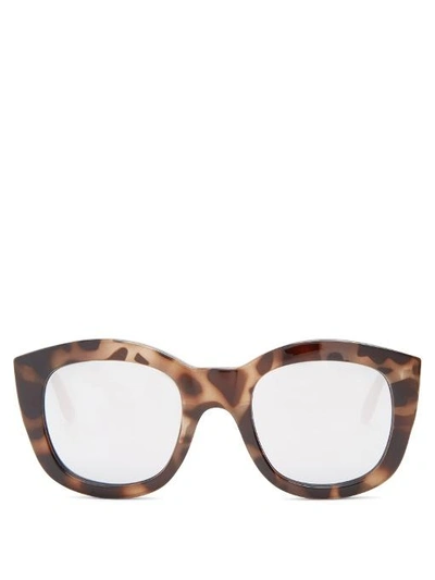 Le Specs Runaways Mirrored Round-frame Sunglasses In Tortoiseshell