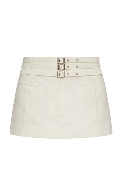 Aya Muse Apure Buckled Wool-blend Mini Skirt In Off-white