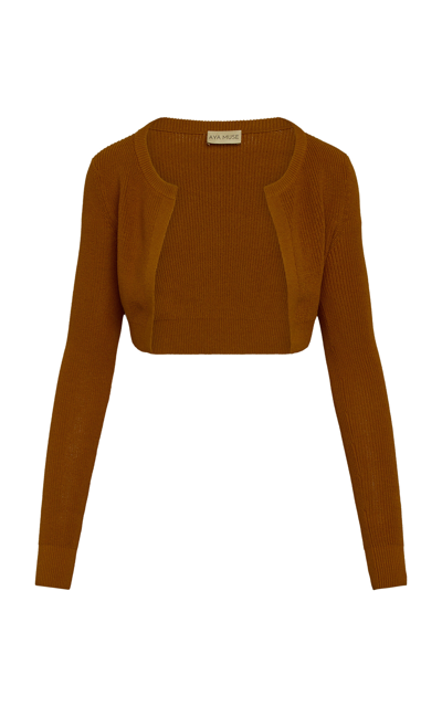 Aya Muse Uron Cropped Knit Cotton-blend Cardigan In Tan ModeSens