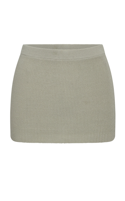 Aya Muse Kivu Ribbed Knit Cotton-blend Mini Skirt In Green