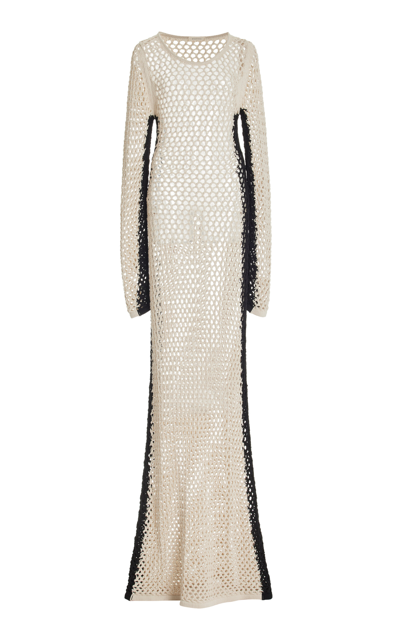 Diotima Mount Crocheted Mesh Cotton-blend Maxi Dress In Beige