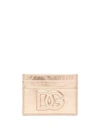 Dolce & Gabbana Embossed-logo Metallic-effect Wallet In Golden
