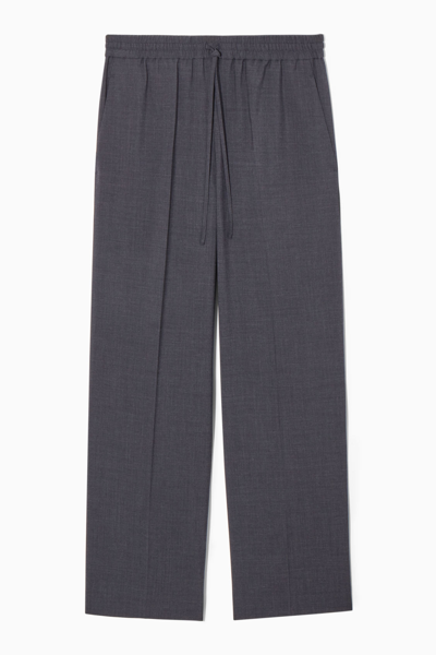 Cos Wool Drawstring Trousers In Blue