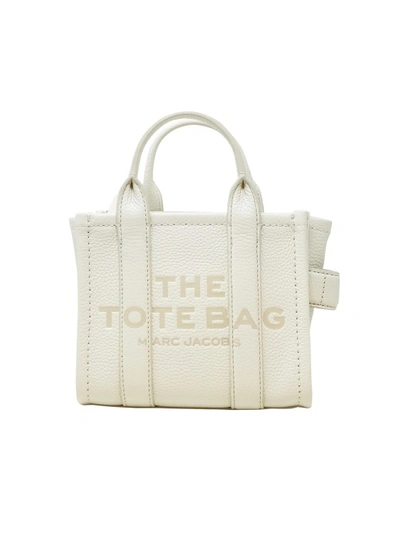 MARC JACOBS WHITE LEATHER THE MICRO TOTE BAG