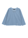 Monnalisa Jersey T-shirt With Metallic Fringing In Bluestone