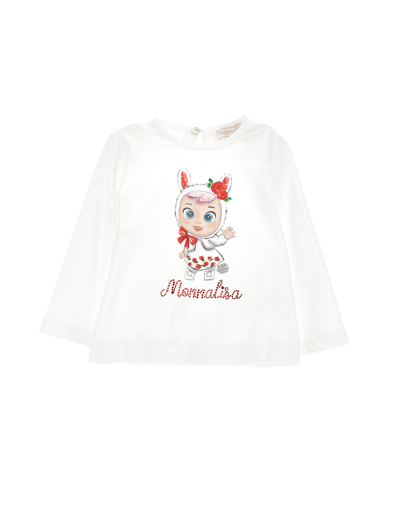 Monnalisa Kids'   Cry Babies Long-sleeved T-shirt In Cream