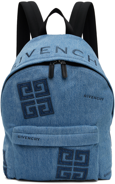 Givenchy 4g Embroidered Denim Backpack In Blue