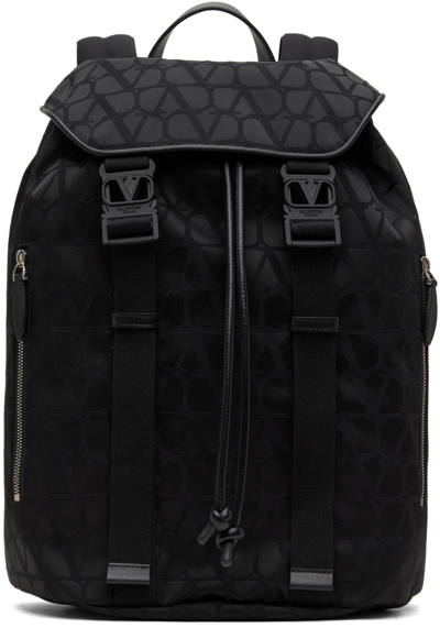 Valentino Garavani Black Iconographe Backpack In 0no Nero