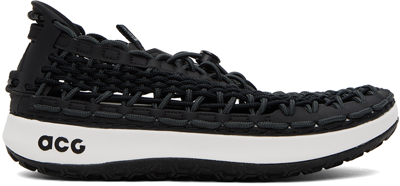 Nike Acg Watercat Woven Leather And Rubber-trimmed Woven Trainers In Black/anthracite-black