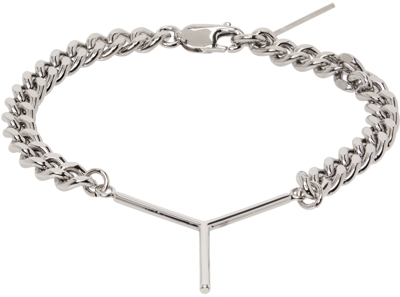 Y/project Silver Mini Y Chain Bracelet In Metallic