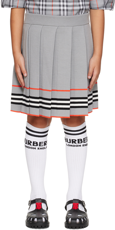 Burberry Kids Gray Striped Skirt In Cool Charcoal Grey