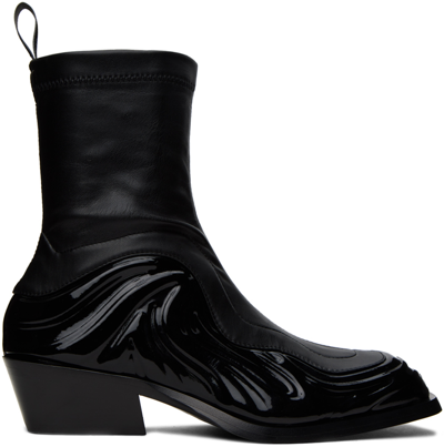 Versace Solare 55mm Leather Ankle Boots In Black