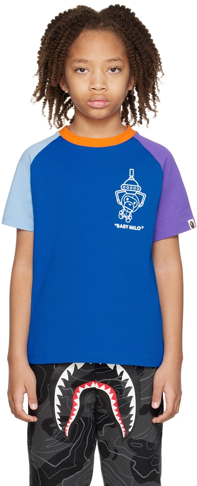 Bape Kids Multicolor Baby Milo Ufo Game T-shirt In Blue