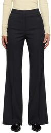 Recto Navy Flared Trousers In Charcoal Grey